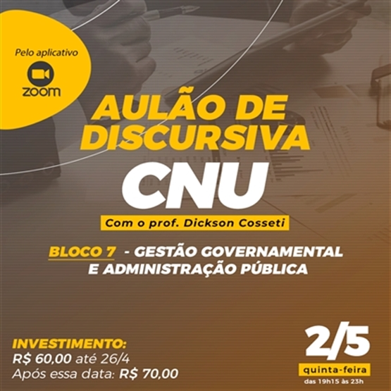 Aulão de Discursiva para o Bloco 7 do CNU, transmitido ao vivo em 2/5