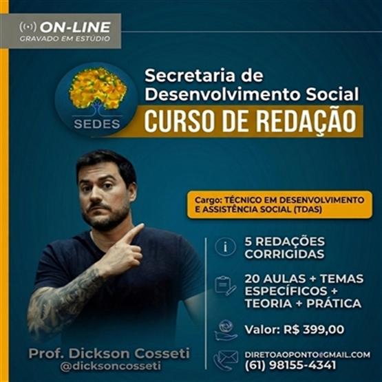 Curso de Redação para a SEDES-DF - Cargo TDAS (todas as especialidades)