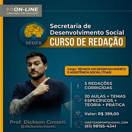 Curso de Redação para a SEDES-DF - Cargo TDAS (todas as especialidades)